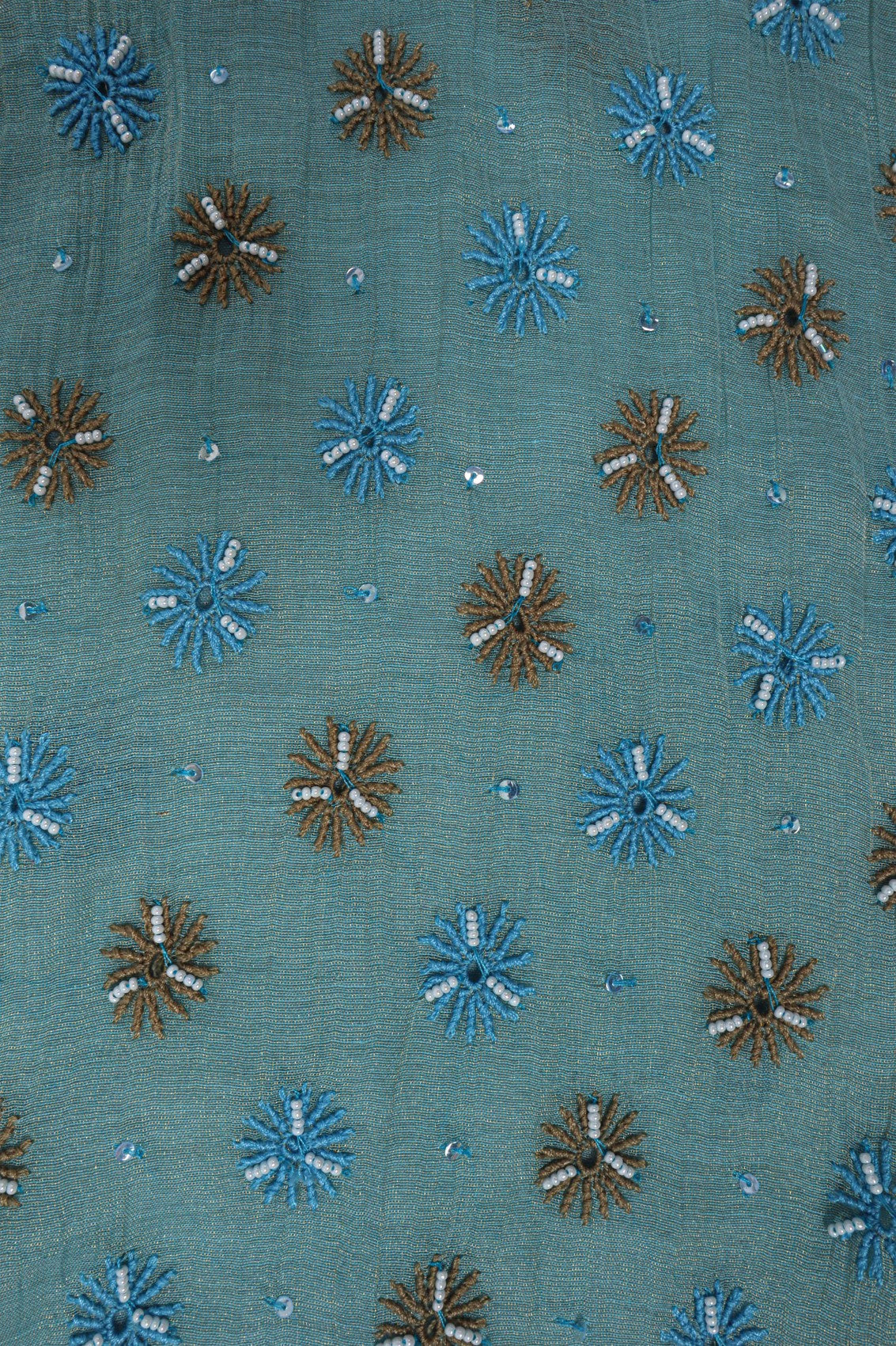 Ada Hand Embroidered Iceberg Blue Chanderi Lucknowi Chikankari Semi-Stitched Anarkali Kurta Dupatta Set With Pearl Work 01A197020