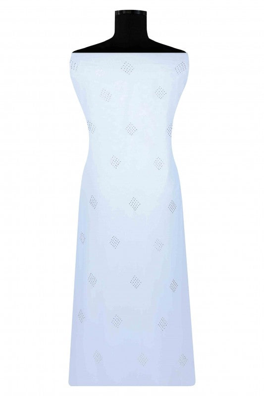 Ada Hand Embroidered White Georgette Lucknowi Chikan Unstitched Kurta Piece with Muqaish Work A617640