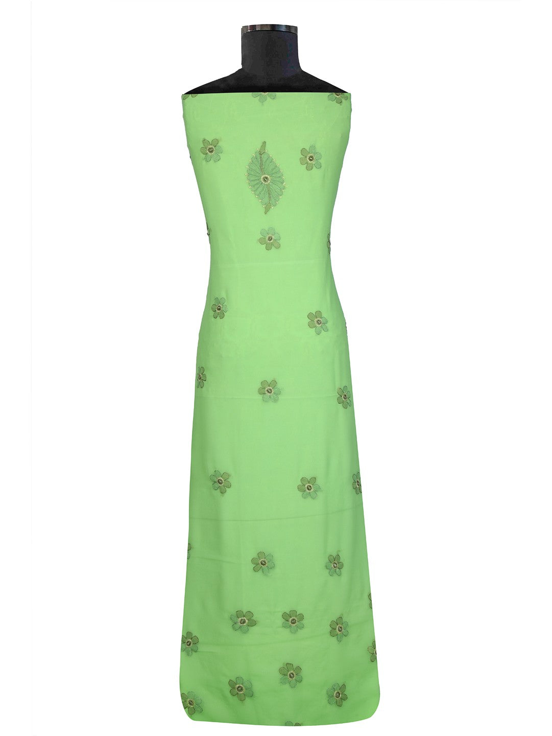 Ada Hand Embroidered Parrot Green Georgette Lucknowi Chikankari Unstitched Suit Piece A593486