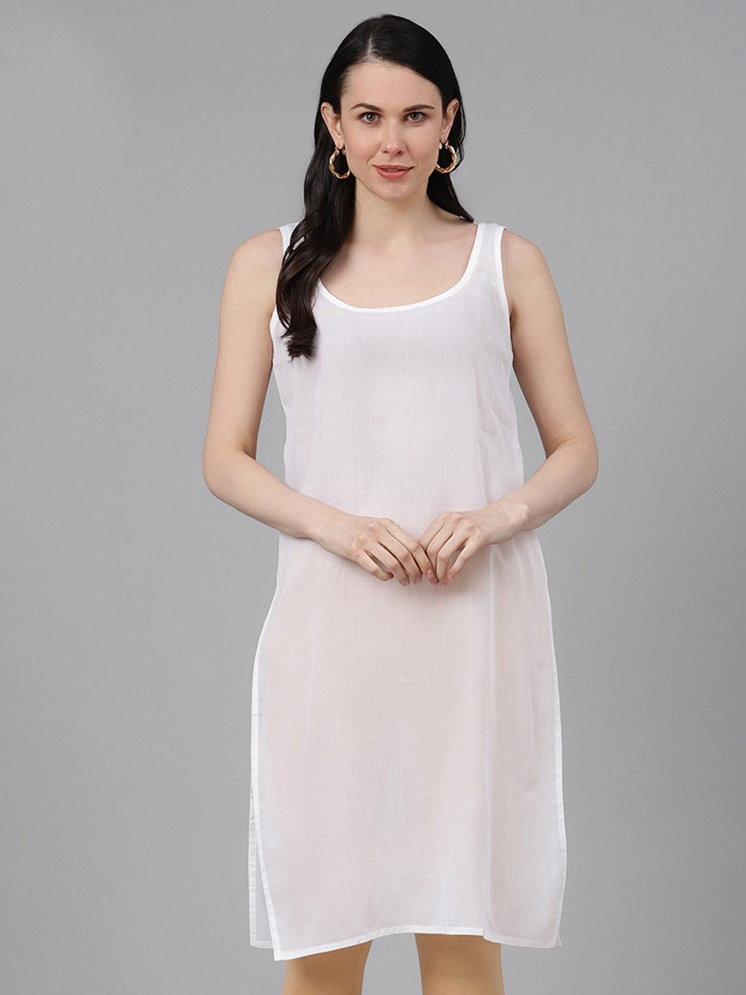 Ada White & Orange Cotton Long Slips Combo Of 2 A111140.