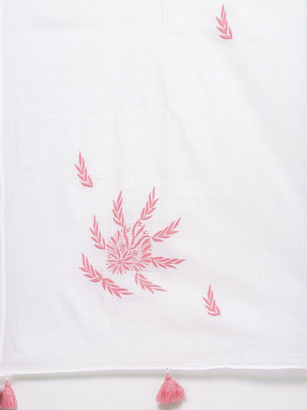 Ada Hand Embroidered White Kota Lucknowi Chikankari Dupatta A511115