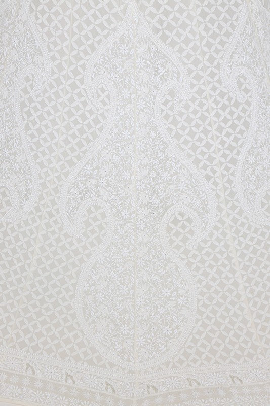Ada Hand Embroidered White Pure Georgette Lucknowi Chikankari Lehenga Set A594298