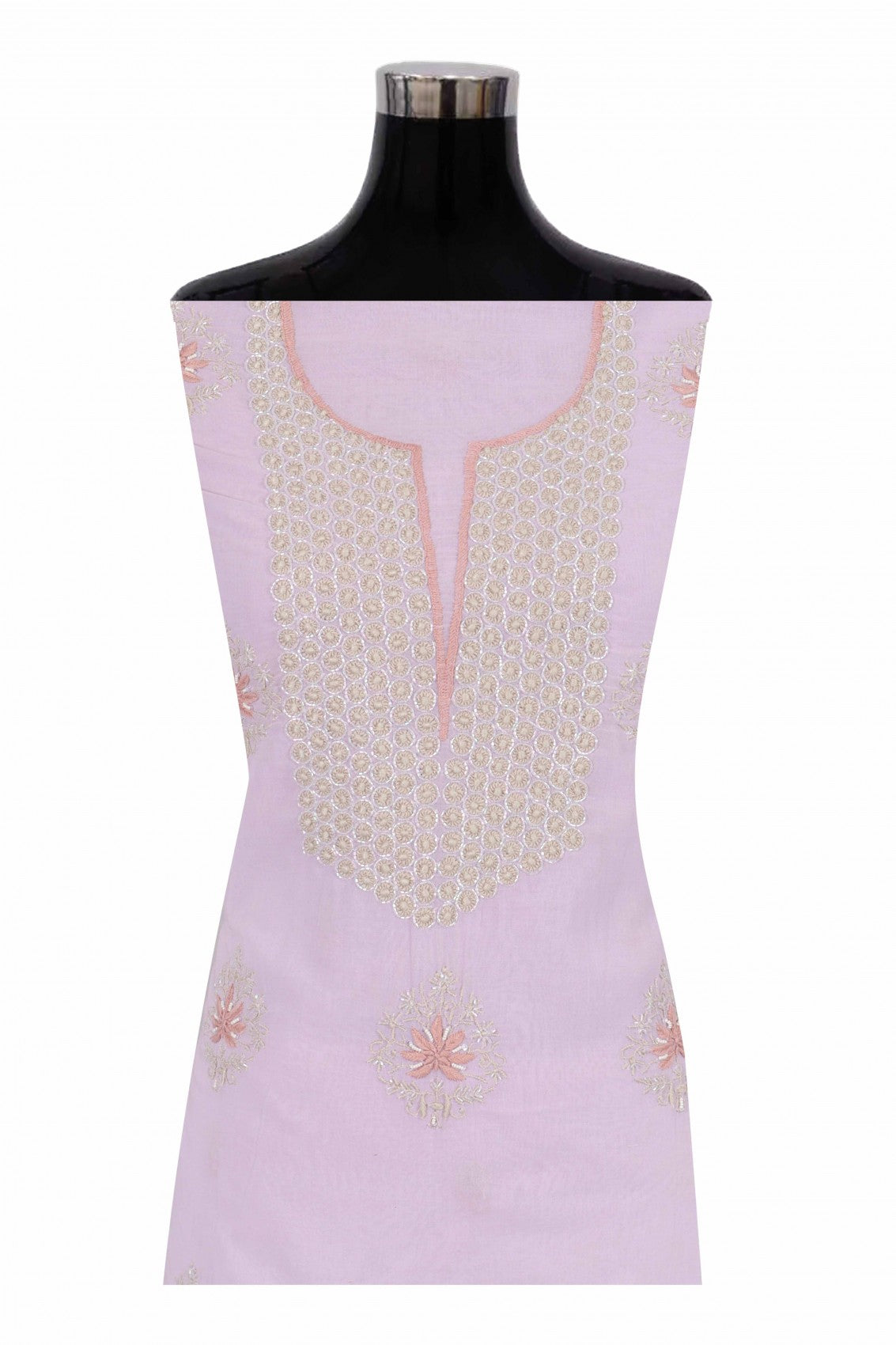 Ada Hand Embroidered Lilac Cotton Lucknowi Chikankari Unstitched Suit Piece With Cutdana Work 01A196770