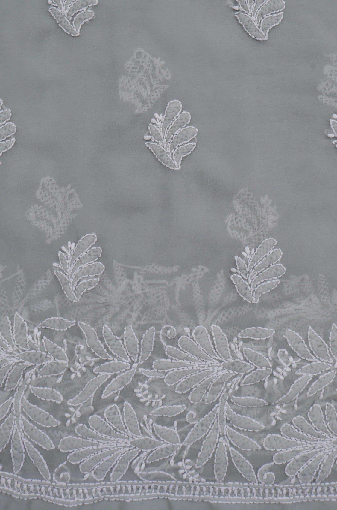 Ada Hand Embroidered Grey Georgette Lucknowi Chikankari Unstitched Suit Piece 01A262086