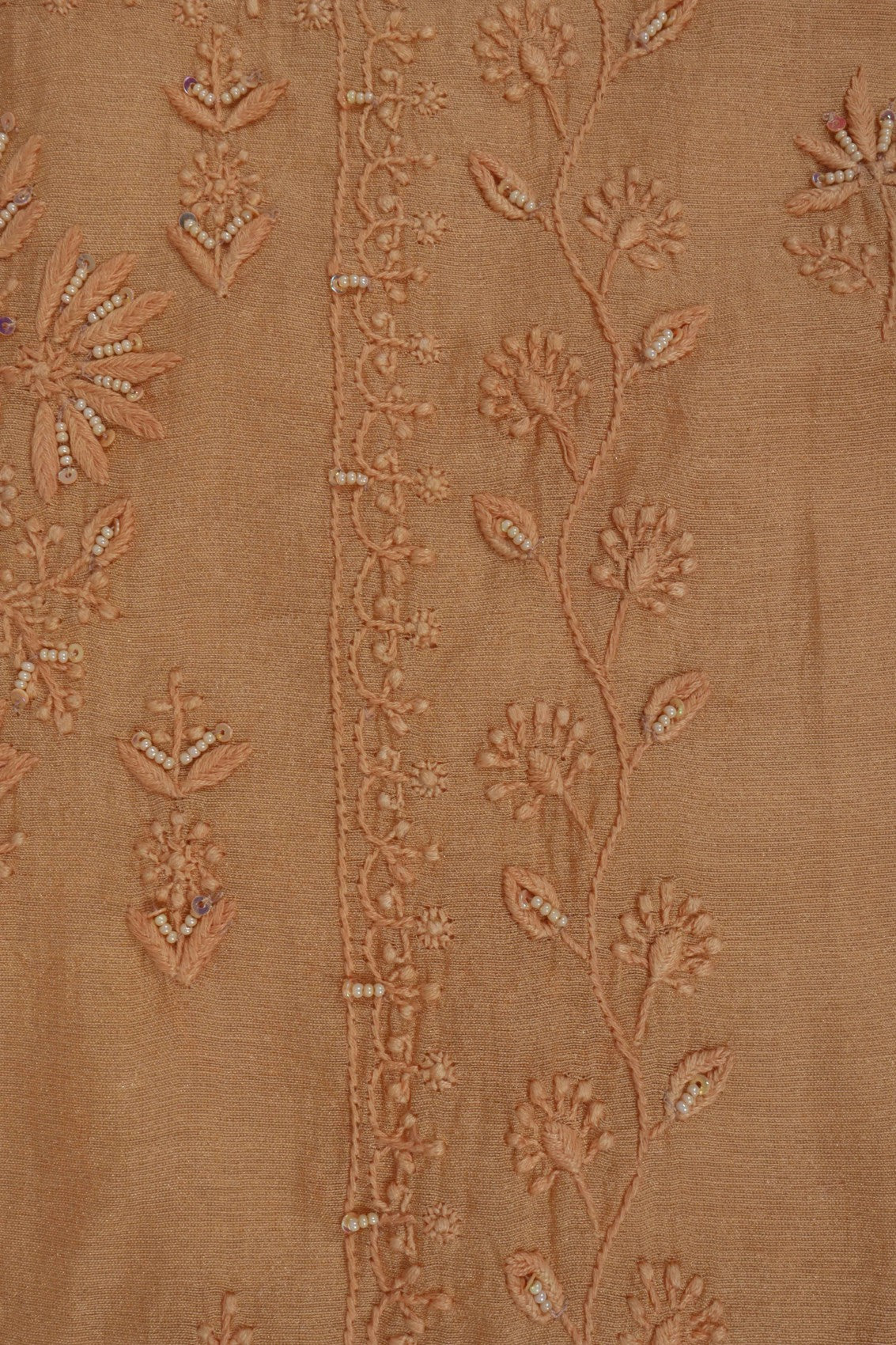 Ada Hand Embroidered Fawn Tissue Lucknowi Chikankari Unstitched Kurta Dupatta Set With Pearl Work 01A193513