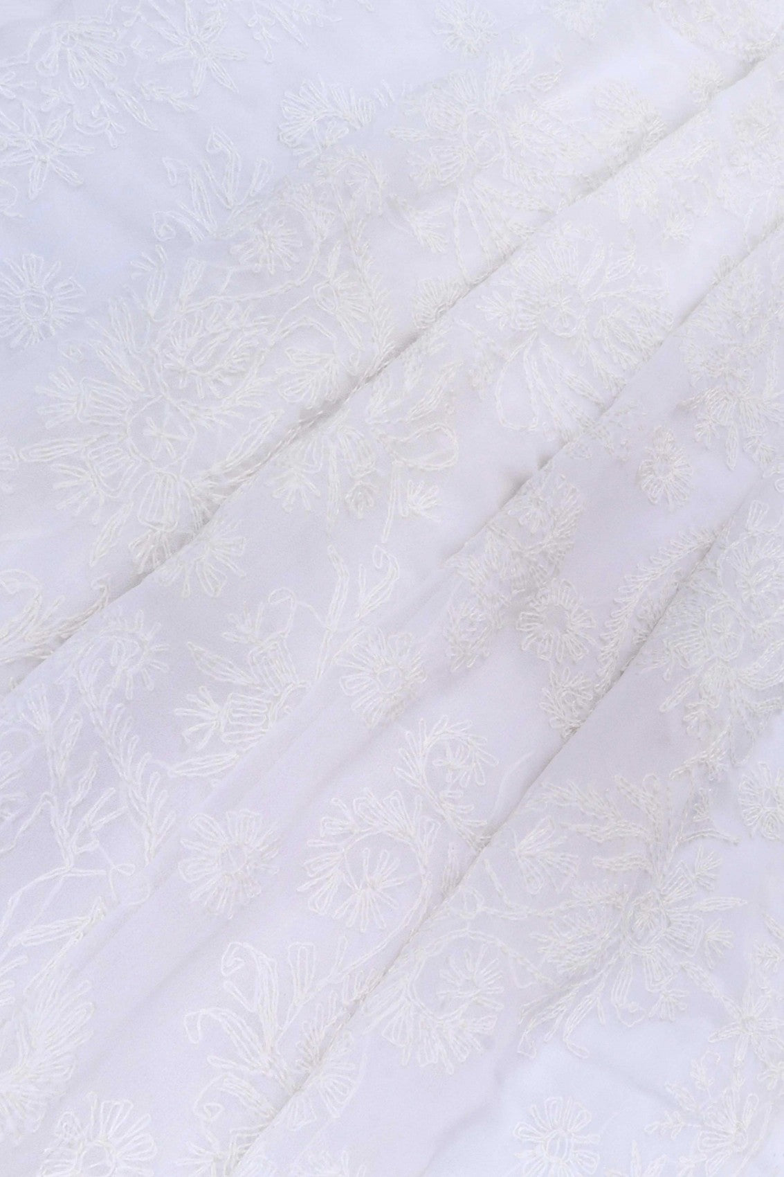 Ada Hand Embroidered White Georgette Lucknowi Chikankari Saree With Blouse A119578
