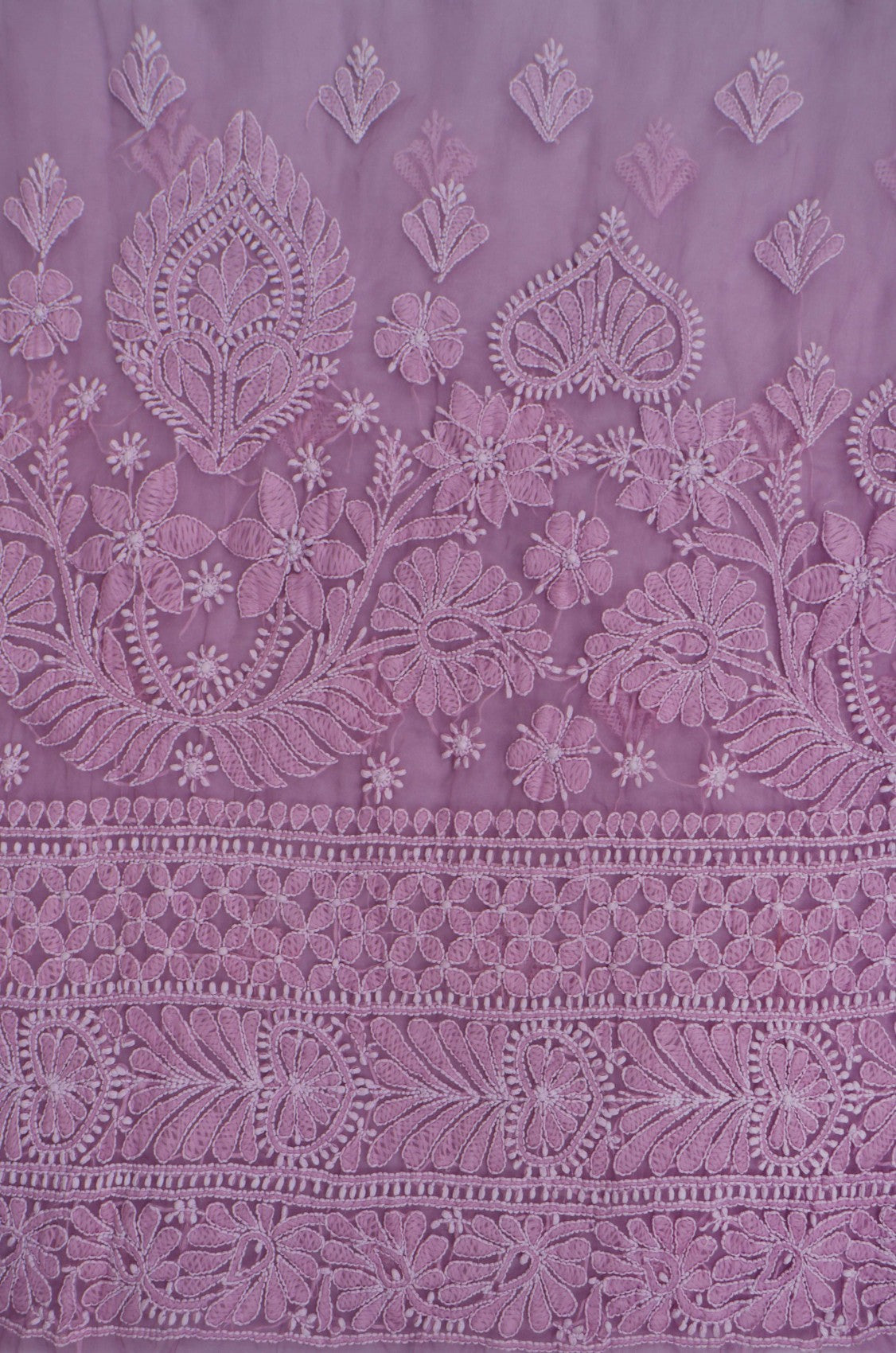 Ada Hand Embroidered Blue And Pink Ombre Shade Organza Lucknowi Chikankari Unstitched Kurta Dupatta Set 01A270924