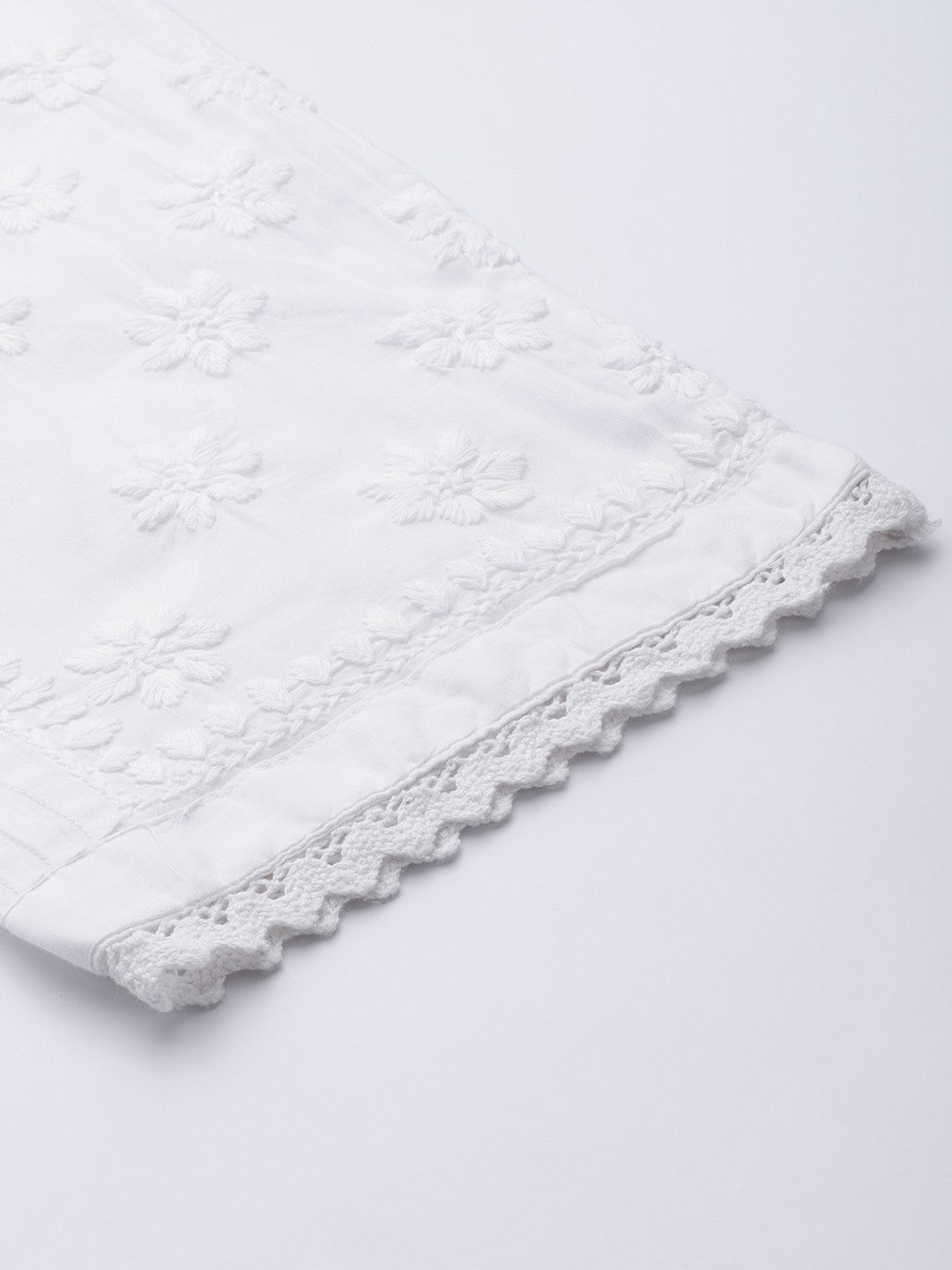 Ada Hand Embroidered White Cotton Lucknowi Chikankari Pant A711172