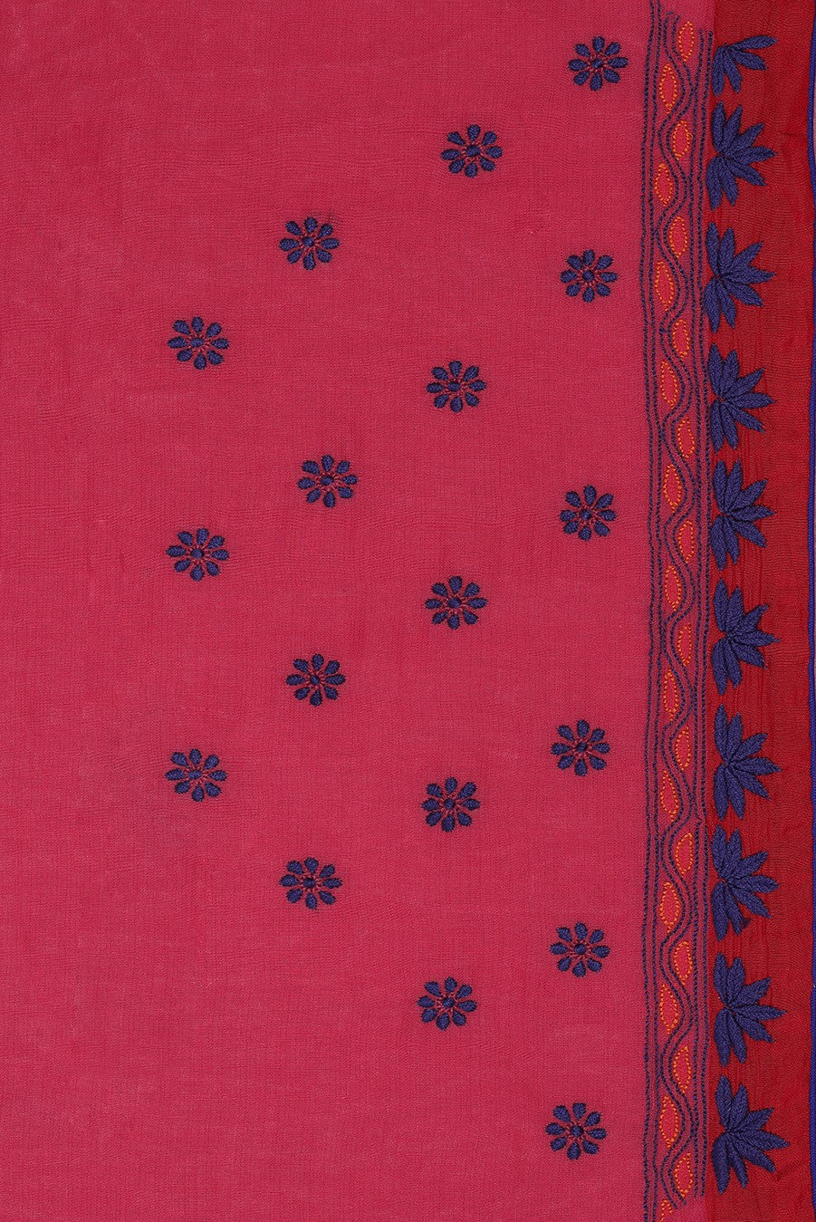 Ada Hand Embroidered Magenta Kota Silk Lucknowi Chikankari Saree With Blouse- A70579