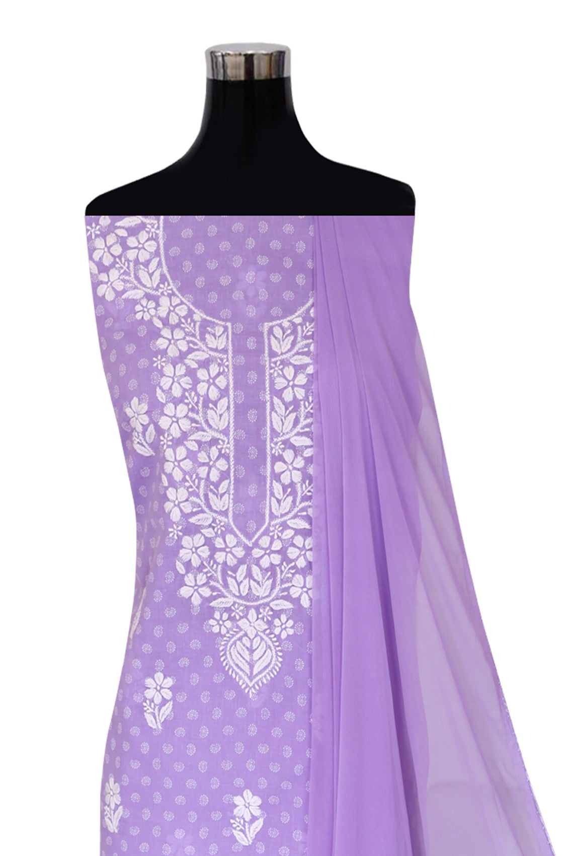Ada Hand Embroidered Mauve Cotton Lucknowi Chikankari Unstitched Suit Piece A211232