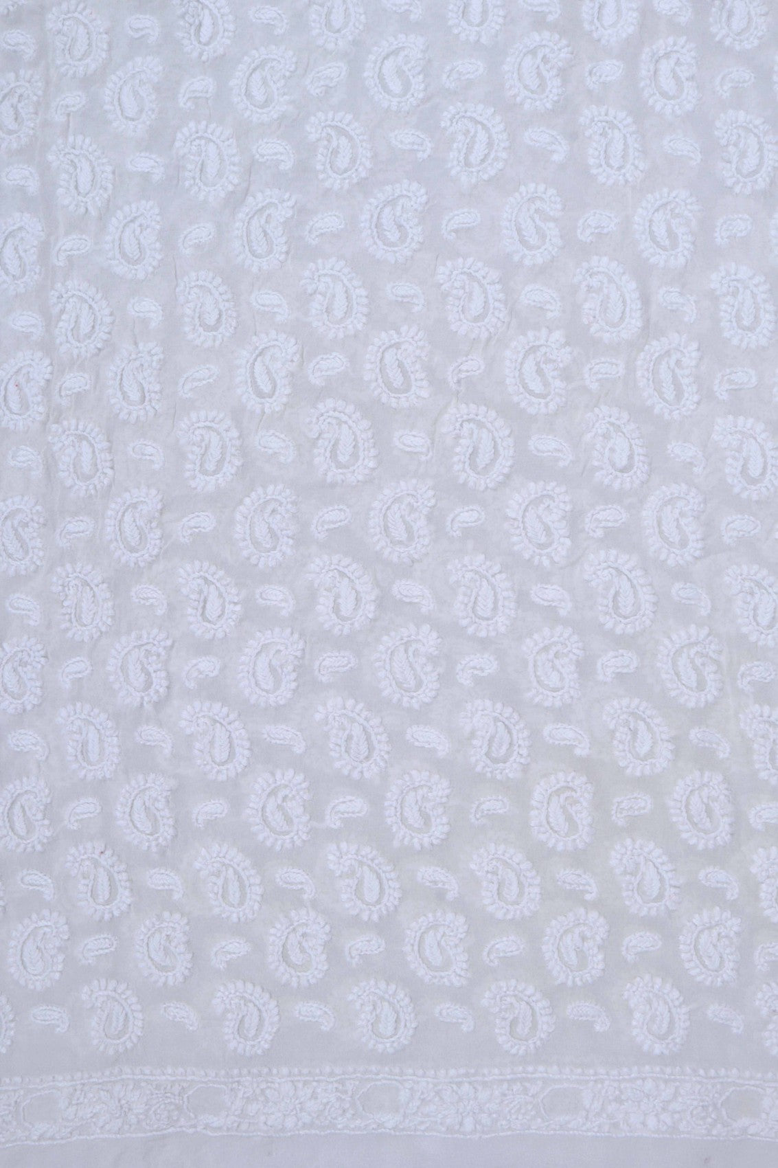 Ada Hand Embroidered White Pure Georgette Lucknowi Chikankari Unstitched Men's Kurta Piece 01A222187