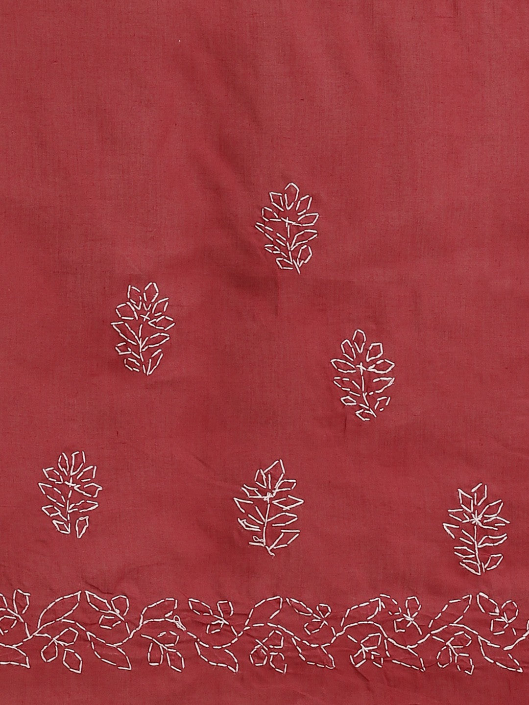 Ada Hand Embroidered Maroon Cotton Lucknow Chikankari Saree with Blouse A252562