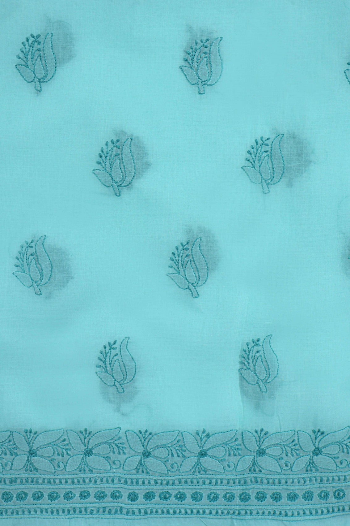Ada Hand Embroidered Sea Green Cotton Lucknowi Chikankari Unstitched Suit Piece A557017