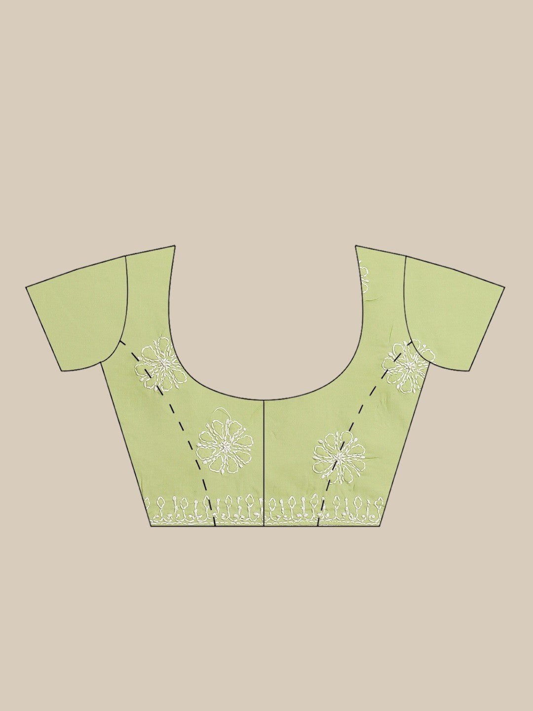Ada Hand Embroidered Green Cotton Lucknow Chikan Saree With Blouse- A311250