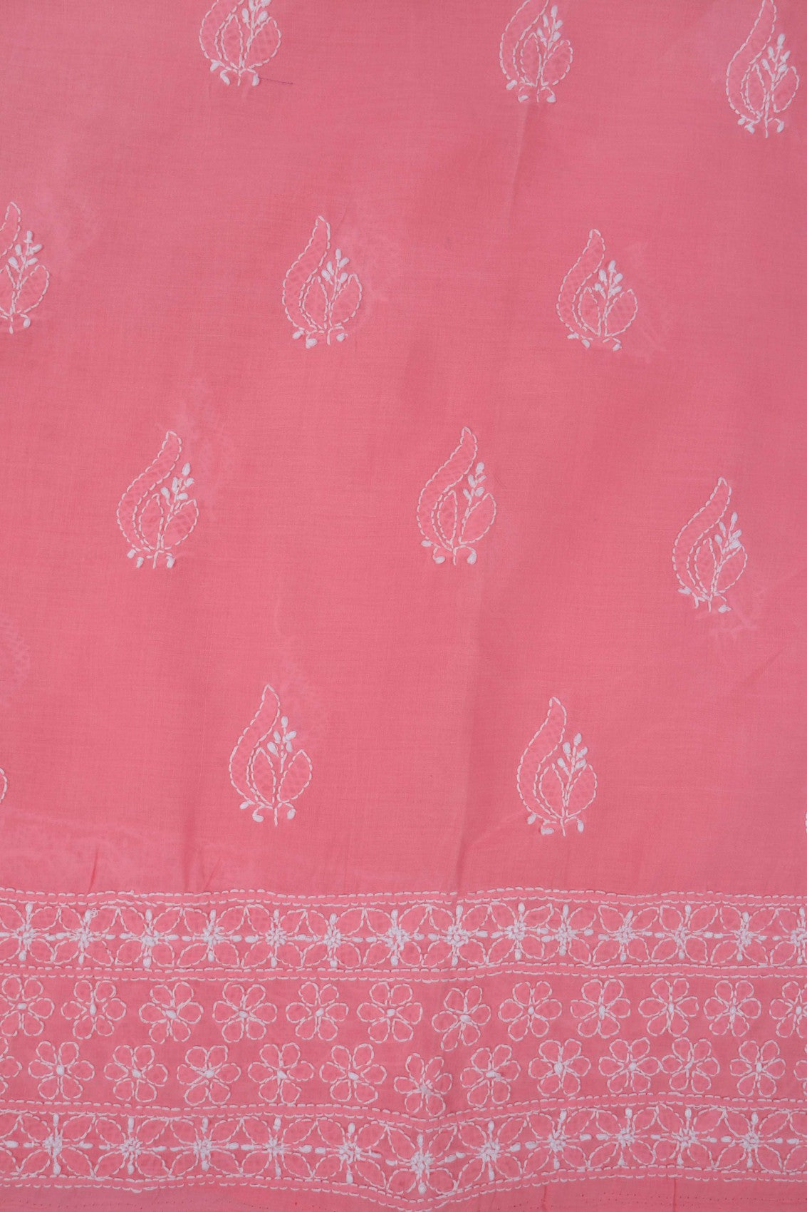 Ada Hand Embroidered Pink Cotton Lucknowi Chikankari Unstitched Suit Piece 01A23696