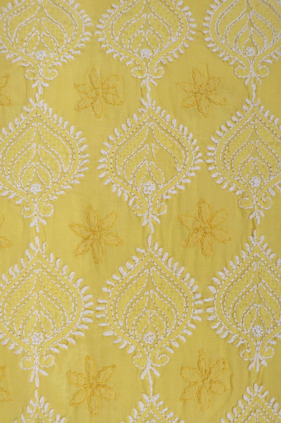 Ada Hand Embroidered Yellow Cotton Lucknowi Chikankari Unstitched Suit Piece 01A176458