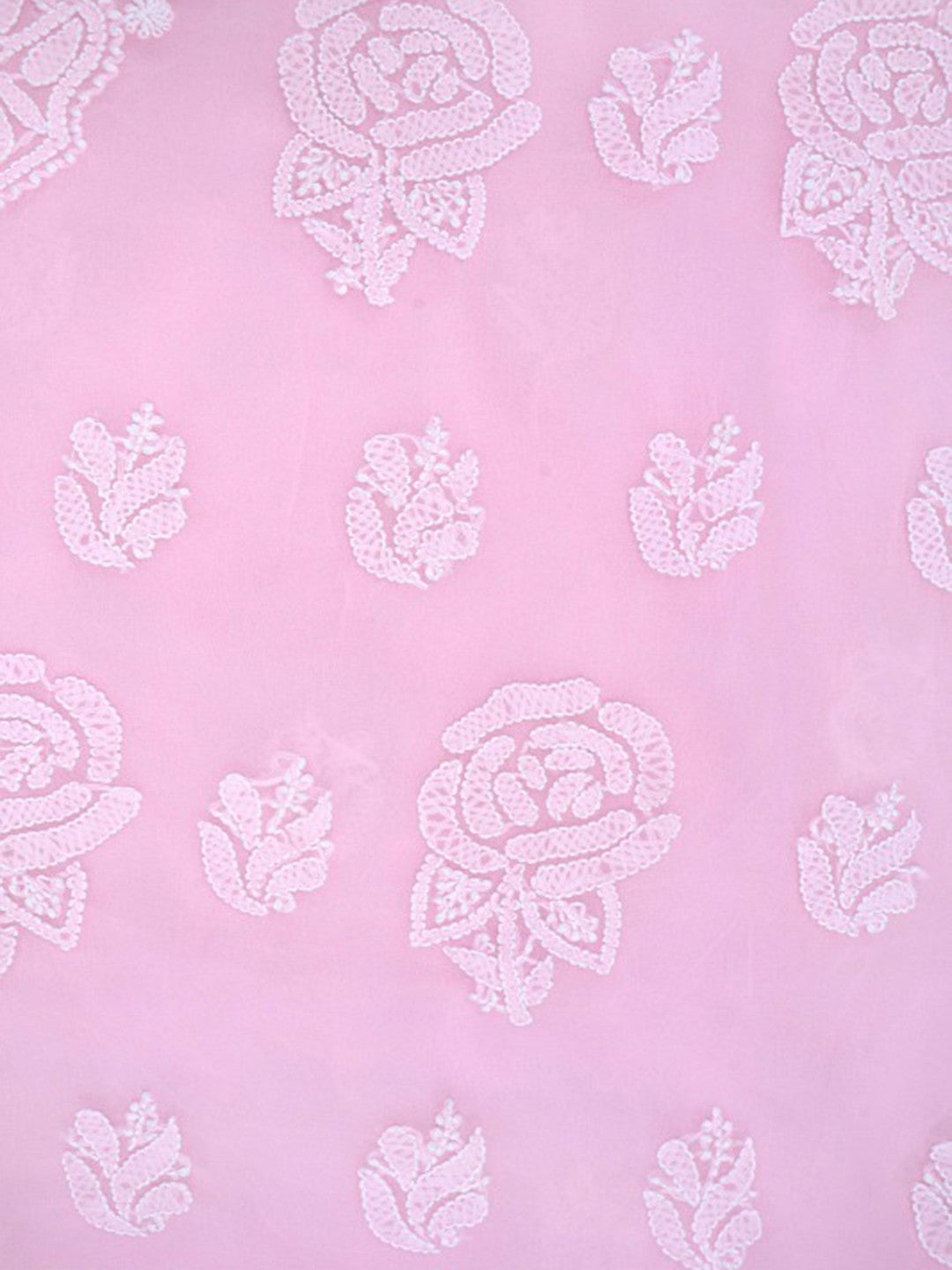 Ada Hand Embroidered Baby Pink Georgette Lucknowi Chikan Unstitched Suit Piece A211215