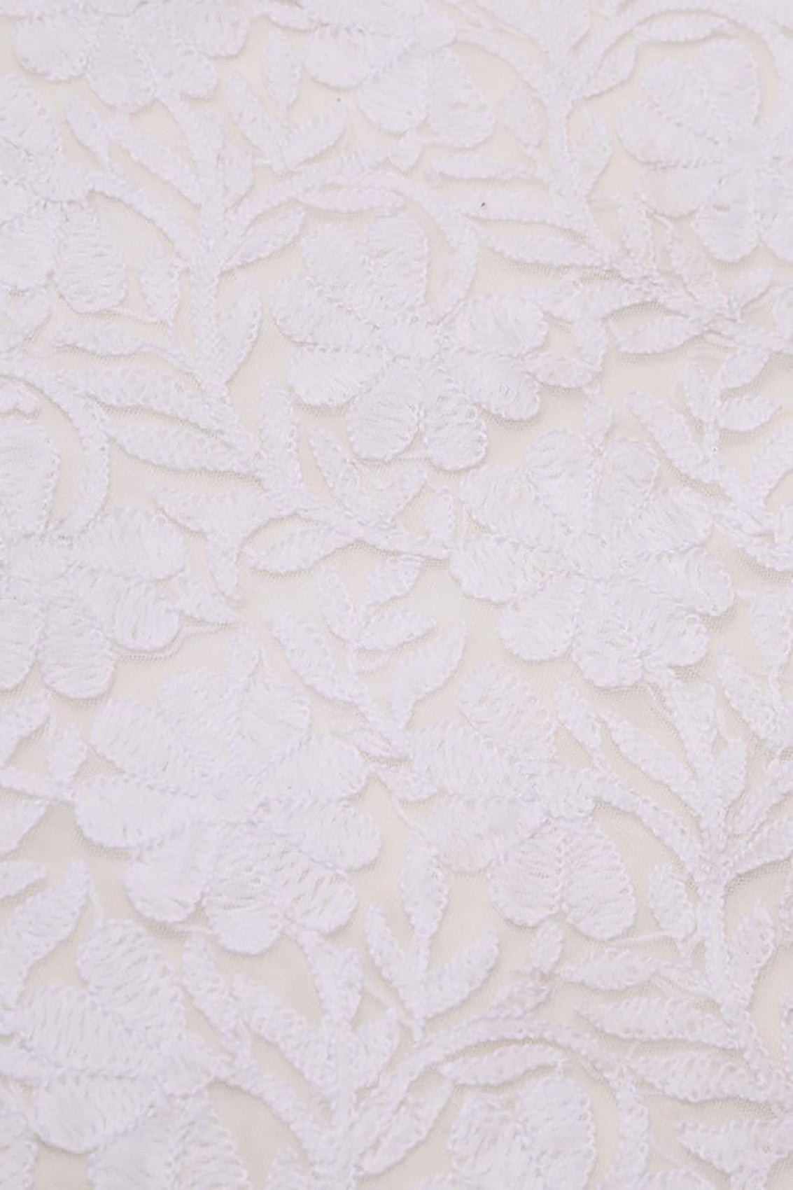 Ada Hand Embroidered White Net Lucknowi Chikankari Dupatta A567876