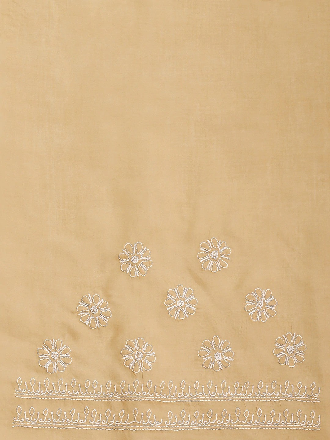Ada Hand Embroidered Fawn Cotton Lucknow Chikan Saree With Blouse A311251