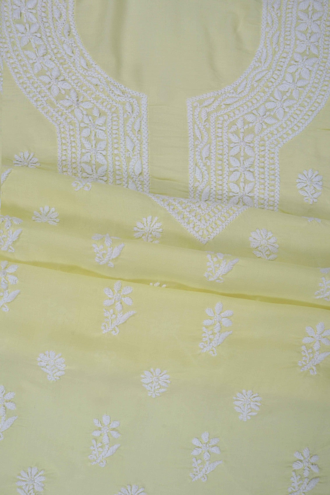 Ada Hand Embroidered Lemon Modal Lucknowi Chikankari Unstitched Suit Piece 01A172731