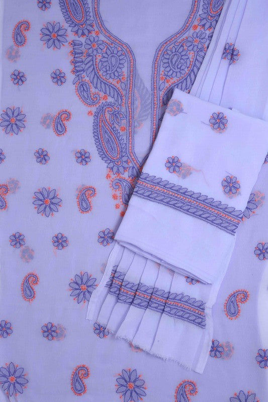 Ada Hand Embroidered Mauve Georgette Lucknowi Chikan Unstitched Suit Piece A211193