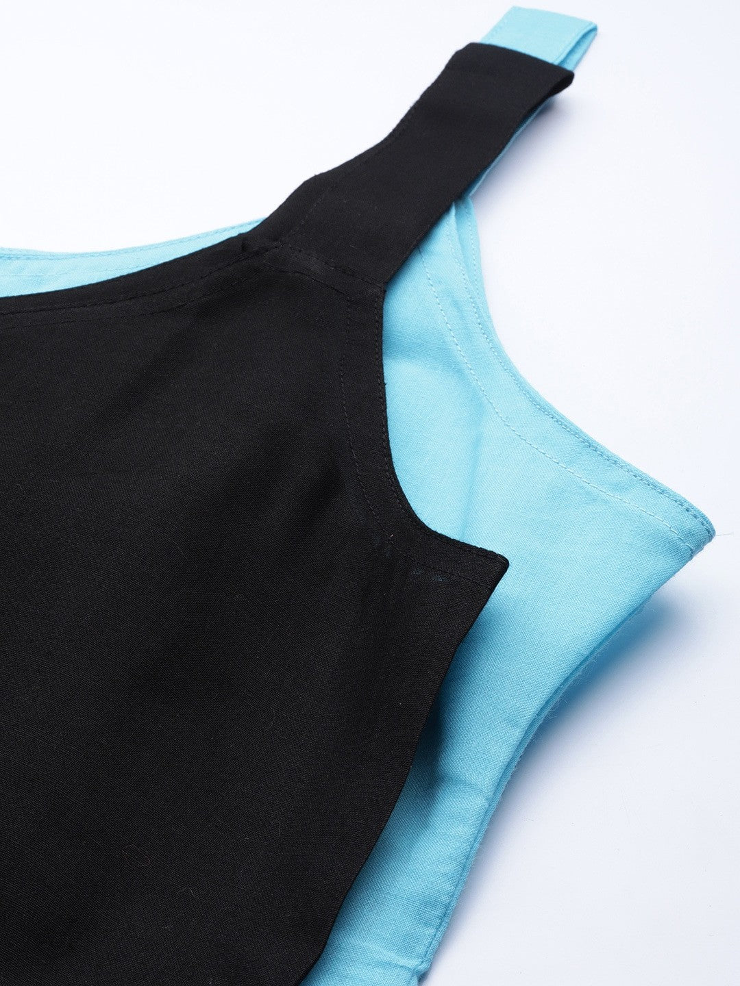 Ada Light Blue and Black Cotton Short Slips Combo of 2  A313271.