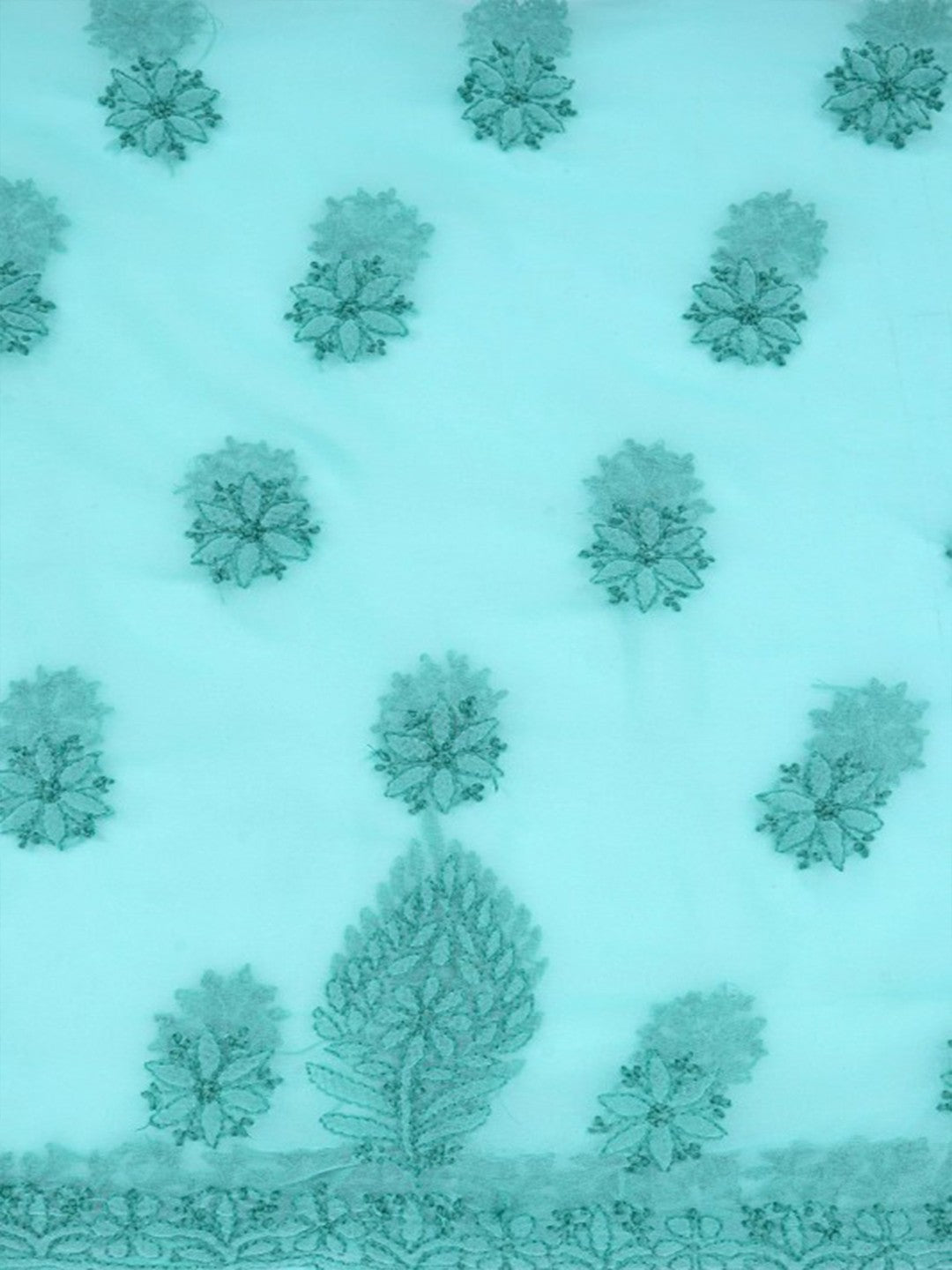 Ada Hand Embroidered Sea Green Georgette Lucknowi Chikan Unstitched Suit Piece A211223