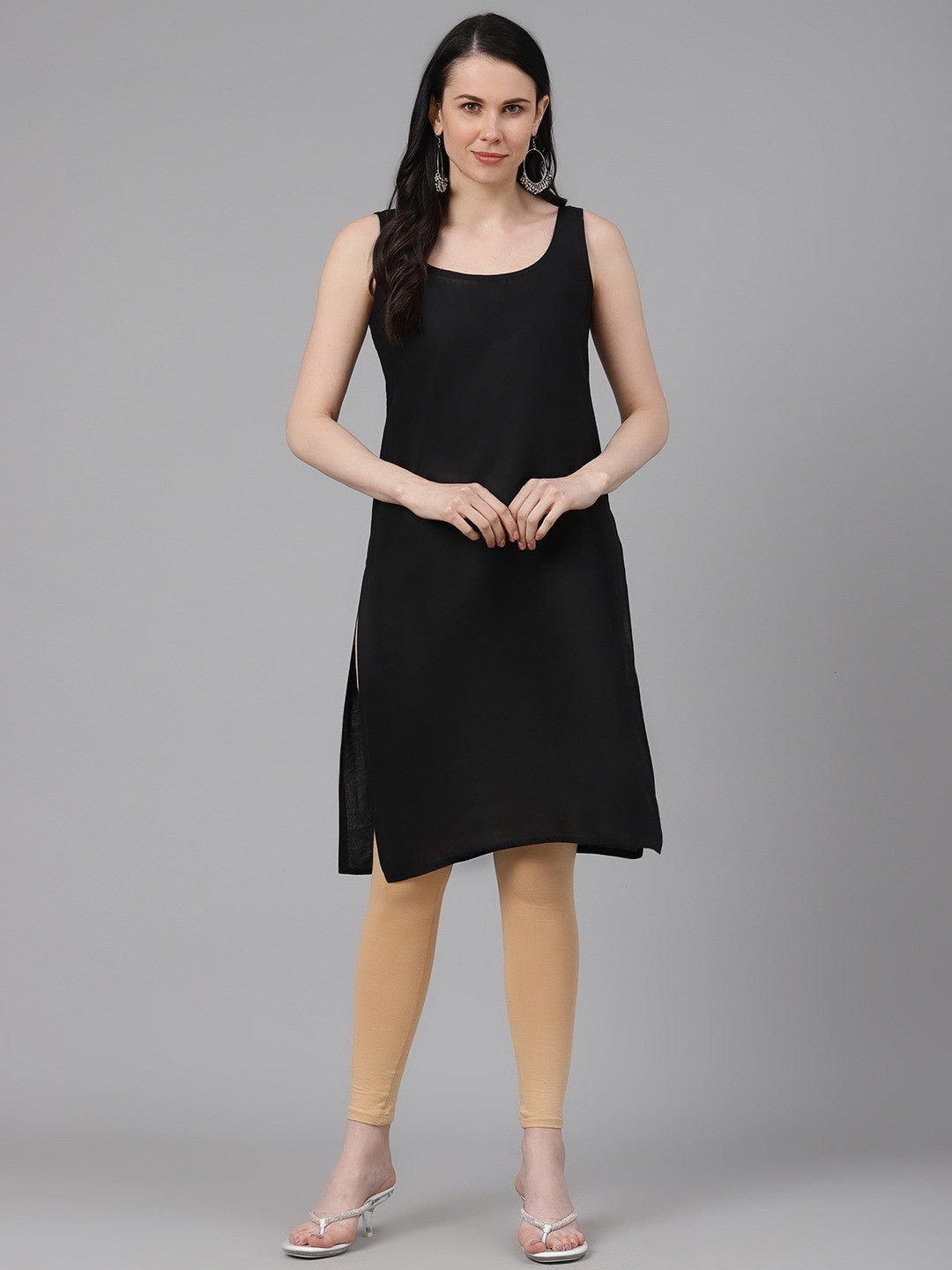 Ada Sea Green and Black Cotton Long Slips Combo of 2  A294995.