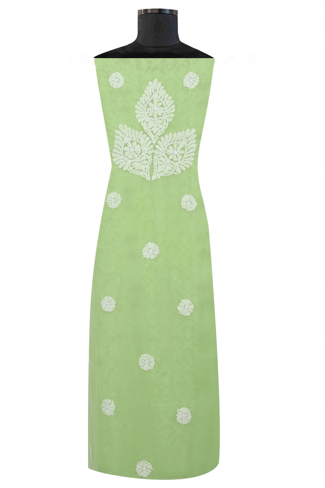 Ada Hand Embroidered Parrot Green Georgette Lucknowi Chikankari Unstitched Suit Piece 01A151166