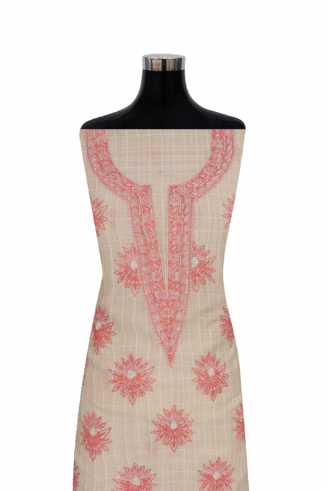Ada Hand Embroidered Fawn Chanderi Lucknowi Chikankari Unstitched Suit Piece 01A86275