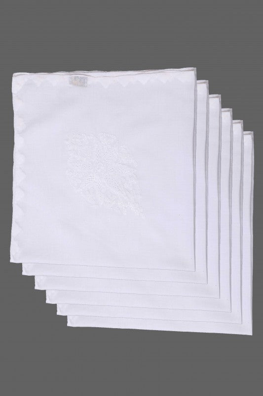 Ada Hand Embroidered White Cotton Lucknowi Chikankari Dining  Table Cover Set-A540139