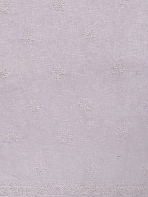 Ada Hand Embroidered White Linen Lucknowi Chikankari Unstitched Men's Kurta Piece 01A98591
