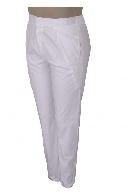 Ada White Cotton Plain Men's Pant Cut Lower A711149