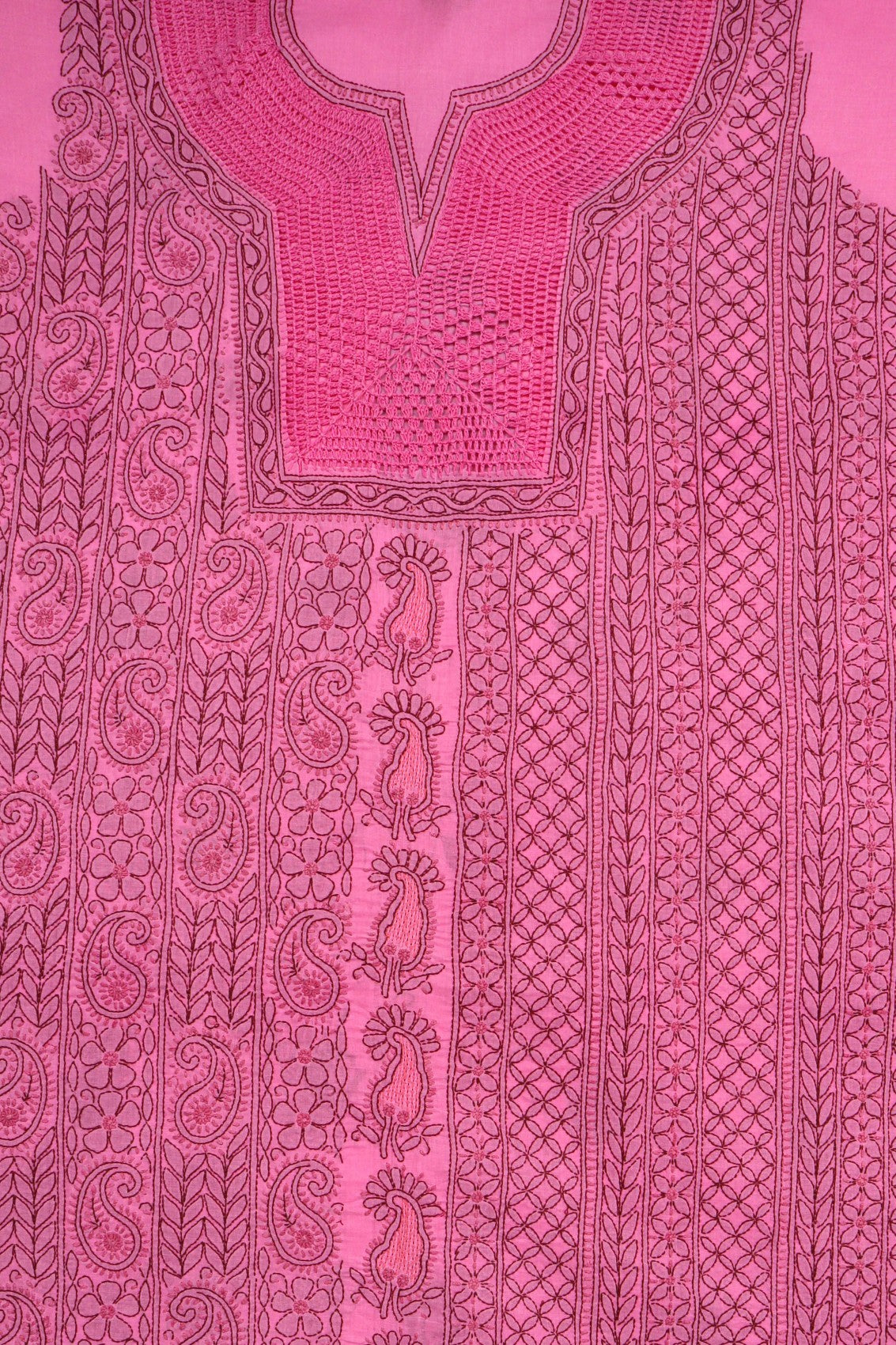 Ada Hand Embroidered Onion Pink Cotton Lucknowi Chikankari Unstitched Suit Piece A592018