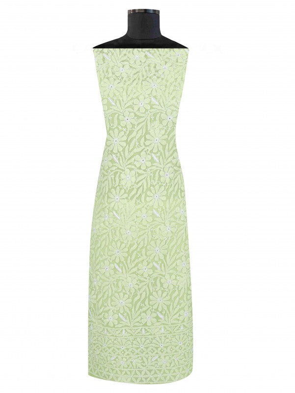 Ada Hand Embroidered Lizard Green Georgette Lucknowi Chikankari Unstitched Suit Piece 01A209281