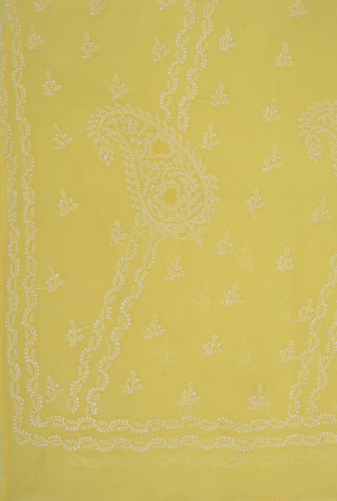 Ada Hand Embroidered Yellow Cotton Lucknow Chikankari Saree with Blouse A614074