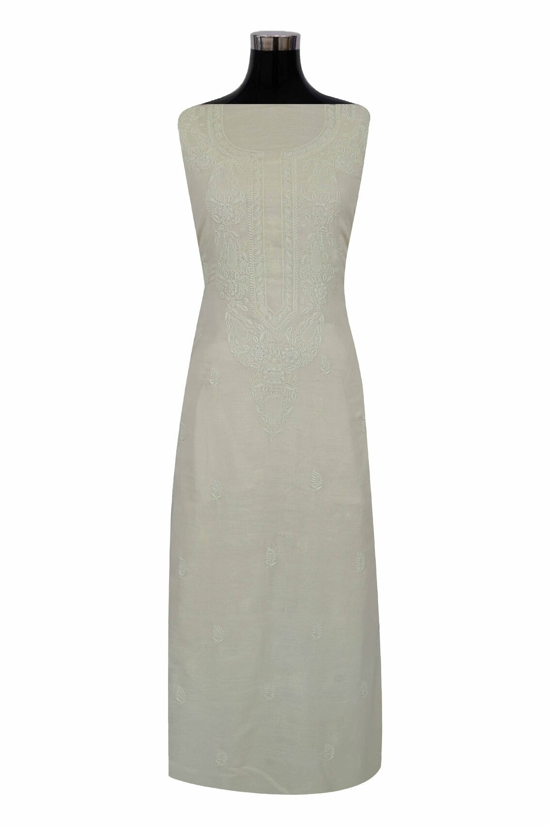 Ada Hand Embroidered Lemon Cotton Lucknowi Chikankari Unstitched Kurta Dupatta Set A174761