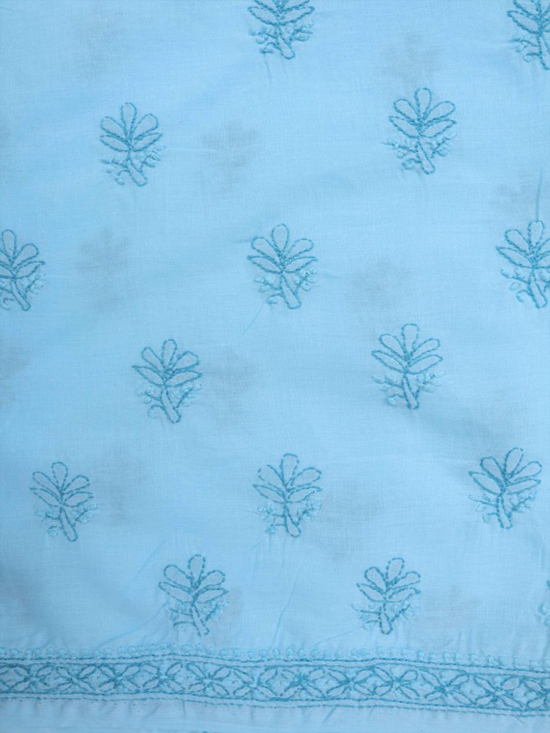 Ada Hand Embroidered Sky Blue Cotton Lucknowi Chikankari Unstitched Suit Piece A292559
