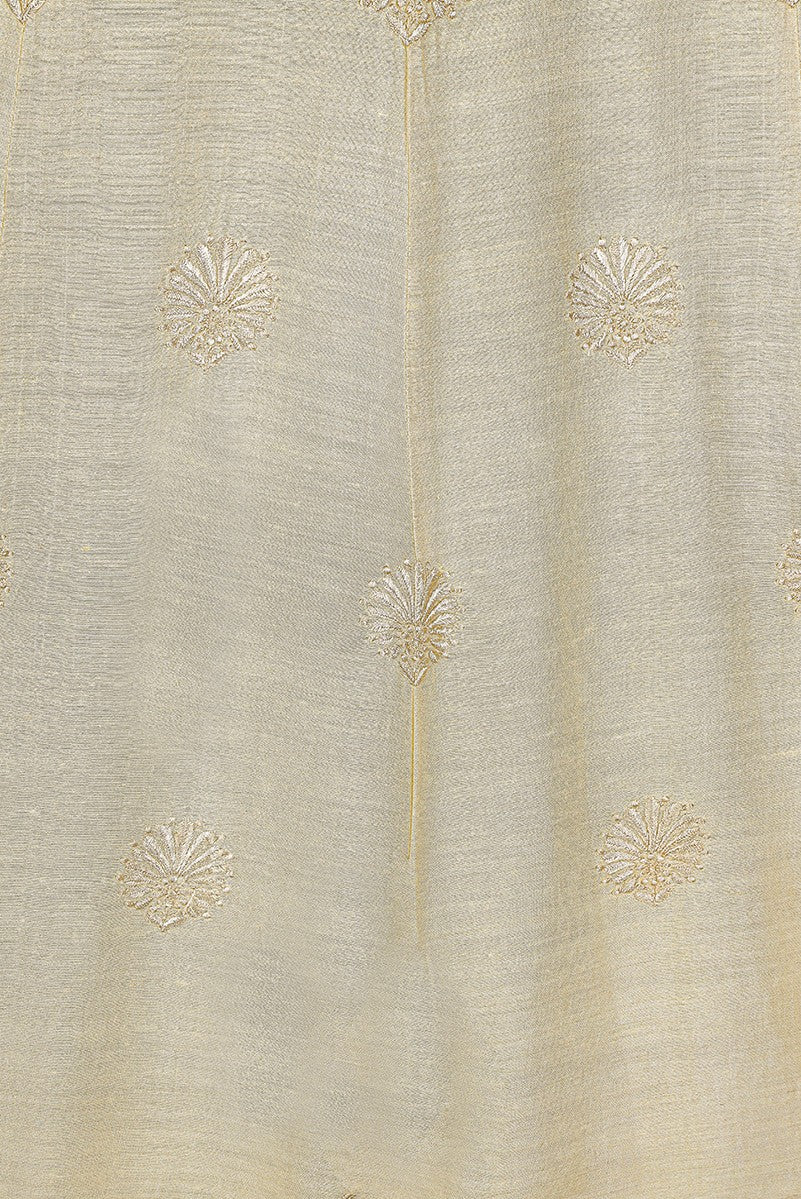 Ada Hand Embroidered Fawn Tusser Silk Lucknowi Chikankari Lehenga Skirt (only skirt) With Zari Work A585405