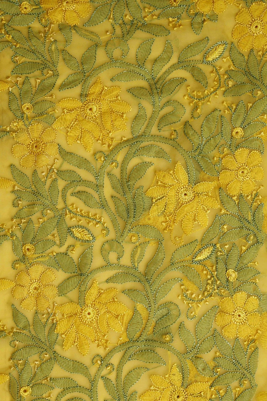 Ada Hand Embroidered Yellow Faux Georgette Lucknowi Chikankari Saree with Blouse A630385