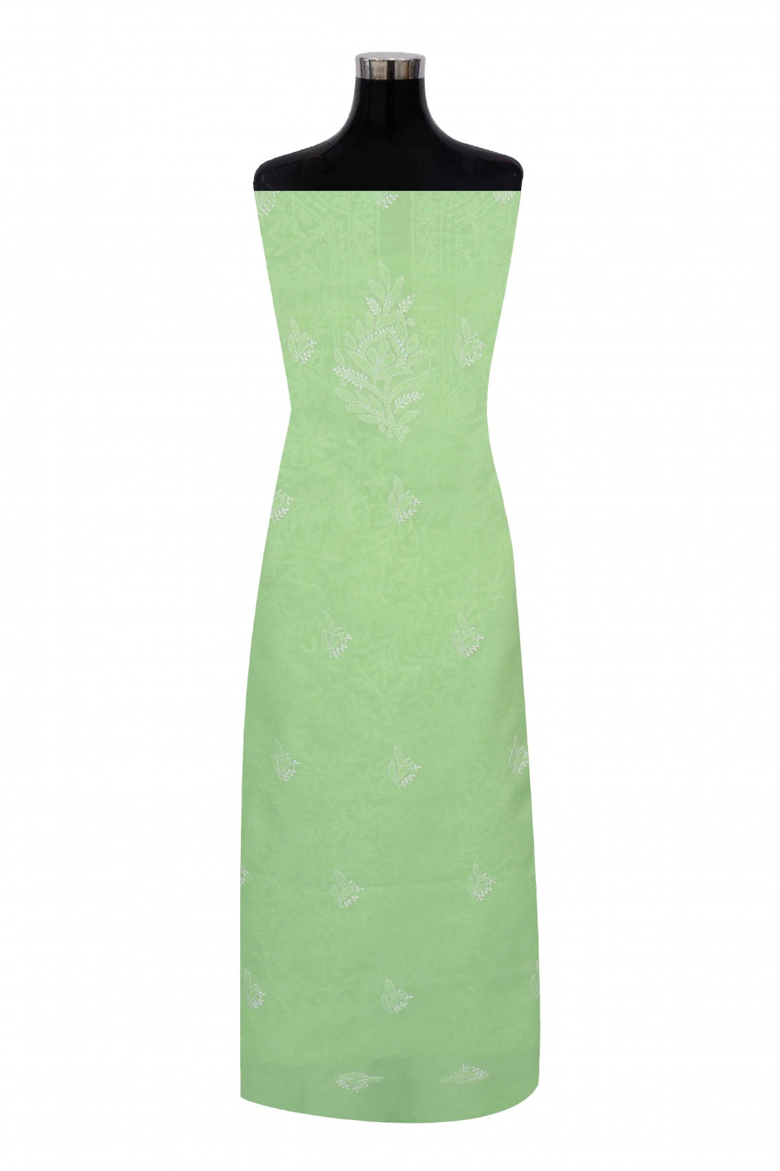 Ada Hand Embroidered Green Cotton Lucknowi Chikankari Unstitched Suit Piece 01A169959