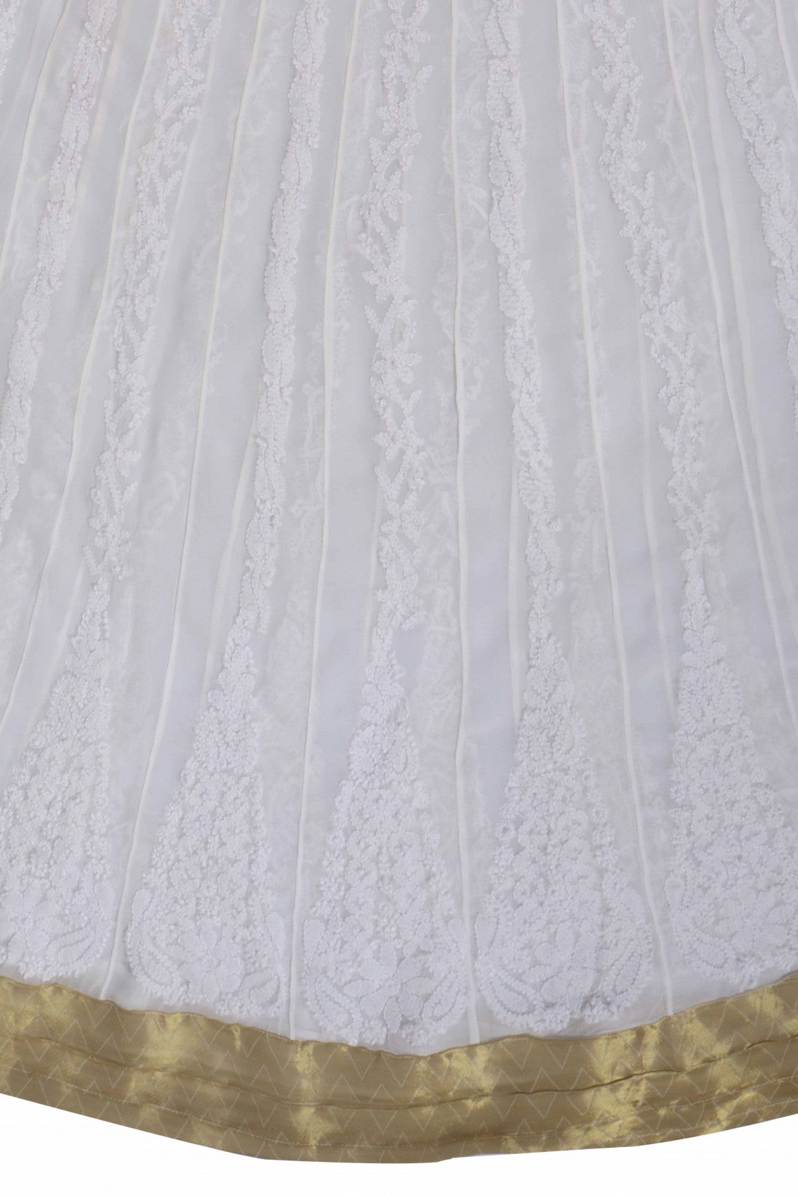 Ada Hand Embroidered White Georgette Lucknowi Chikankari Semi-Stitched Anarkali Kurta Piece A480095