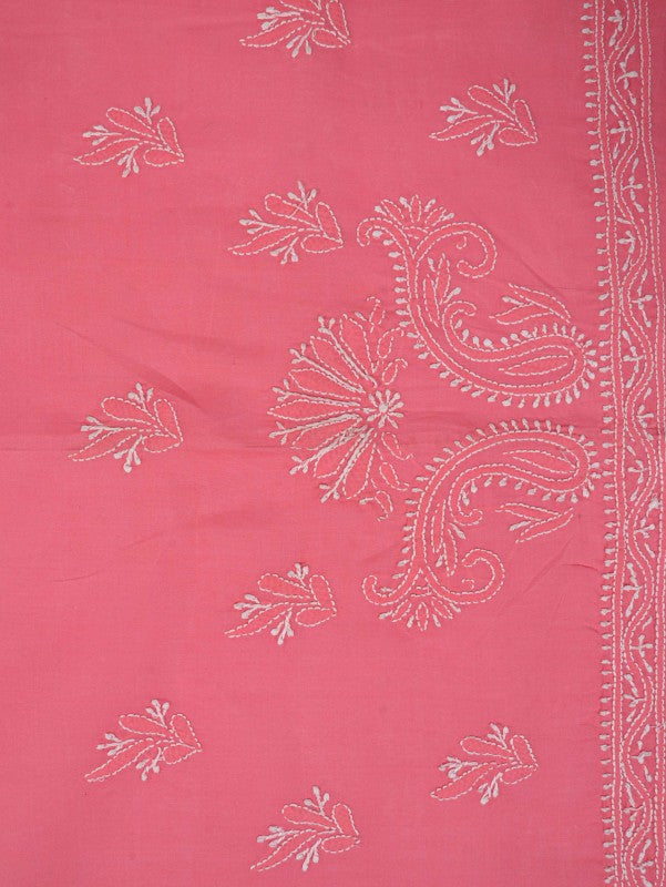 Ada Hand Embroidered Hot Pink Cotton Lucknowi Chikan Unstitched Suit Piece A266773