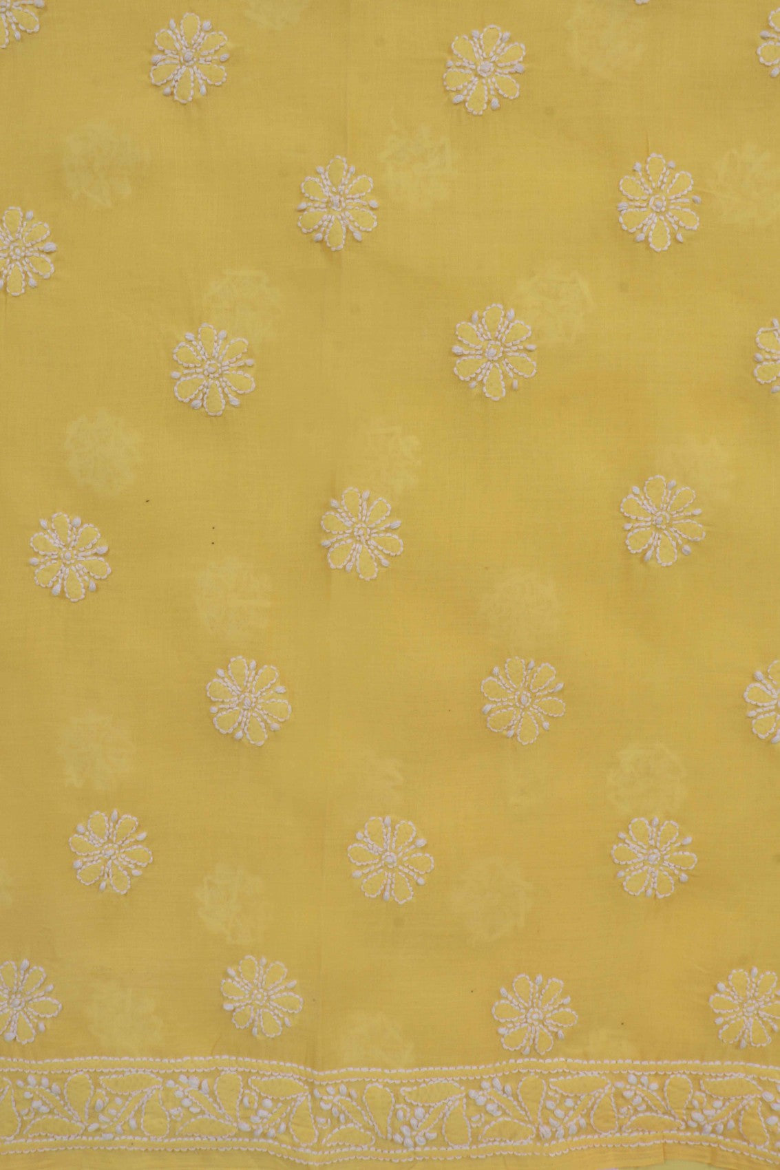 Ada Hand Embroidered Yellow Cotton Lucknowi Chikankari Unstitched Suit Piece 01A204090