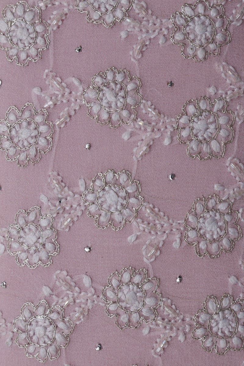 Ada Hand Embroidered Pink Pure Georgette Lucknow Chikankari Clutch With Muqaish Work- A606019