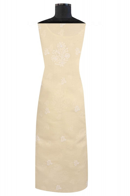 Ada Hand Embroidered Fawn Cotton Lucknowi Chikan Unstitched Suit Piece A603795