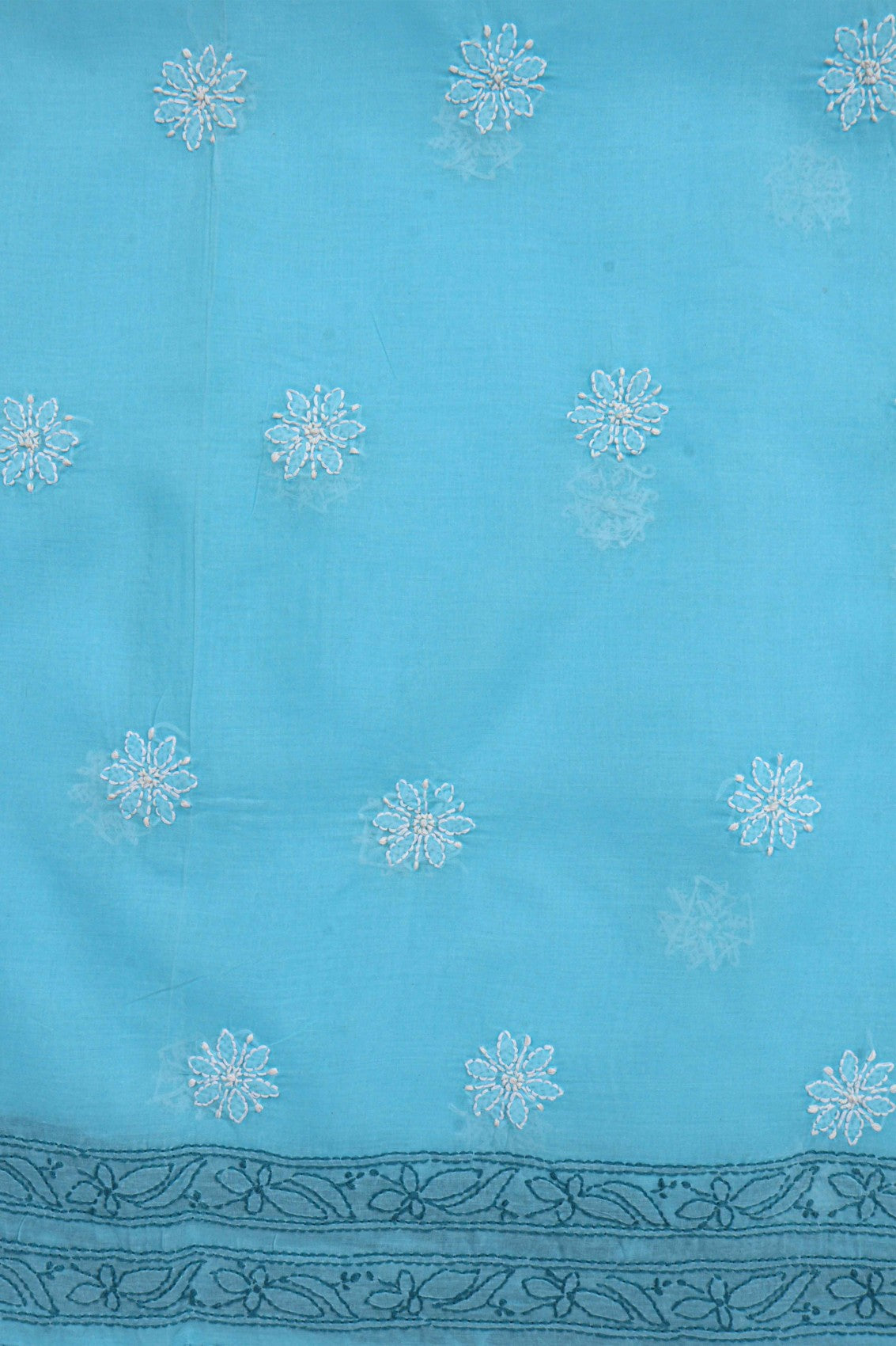 Ada Hand Embroidered Sky Blue Cotton Lucknowi Chikankari Unstitched Suit Piece 01A189033