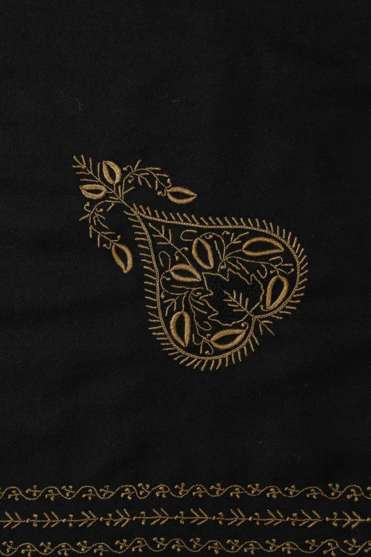 Ada Hand Embroidered Black Pashmina Lucknow Chikan Woolen Stole A599941
