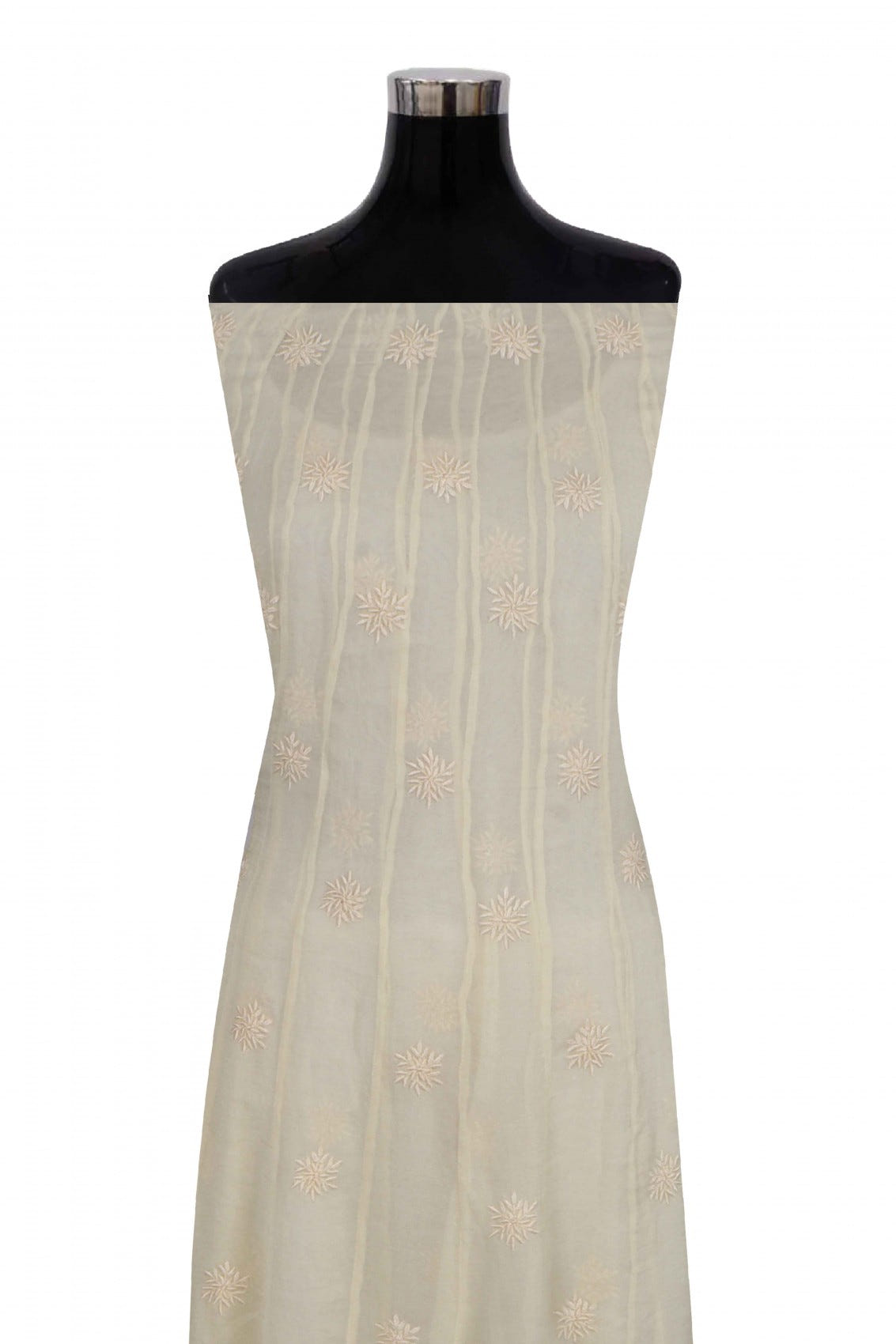 Ada Hand Embroidered ivory white Net Lucknowi Chikakari Semi-Stitched Anarkali Kurta A623179