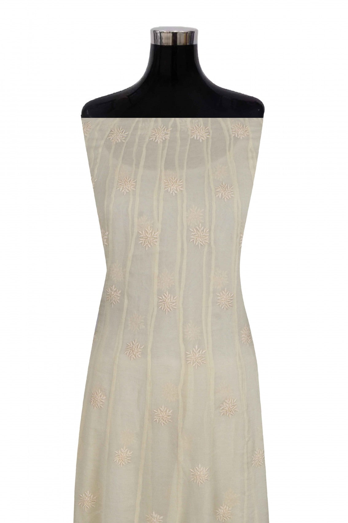 Ada Hand Embroidered ivory white Net Lucknowi Chikakari Semi-Stitched Anarkali Kurta A623179